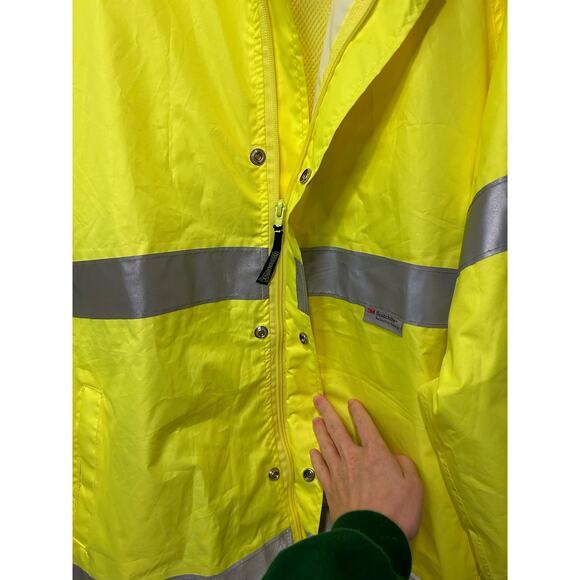 ANSI Class E Rain Jacket Yellow Collapsible Hood Scotchlite Reflective 107-2015‎ - Picture 3 of 7